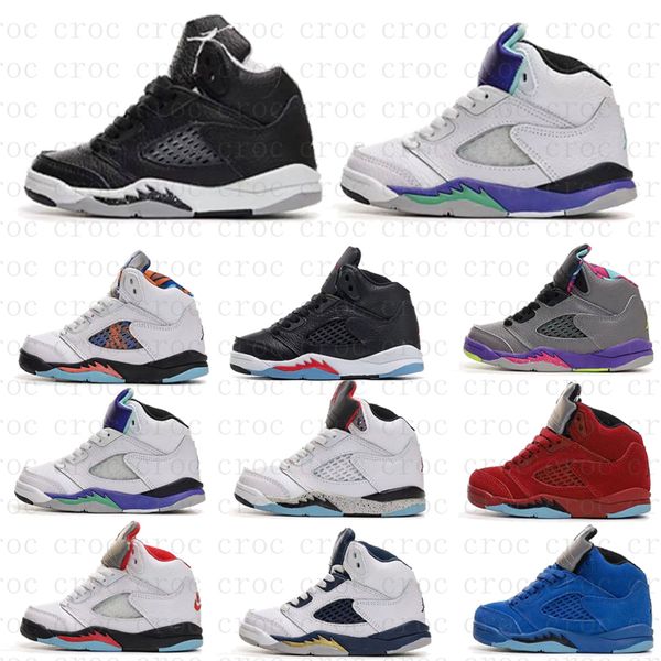 kids shoes 5s basketball shoes jointly signed high og 5s toddler chicago university blue sneaker footwear youth boys girls grade school size, Black